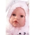 Lalka Hiszpańska 42 cm Antonio Juan 50419 Erika, bobas cały z winylu, dziewczynka, bez włosów, rzęsy, w ubranku, smoczek, zabawka pluszowa marchewka