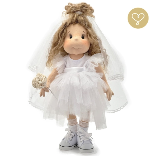 Lalka 38 cm Lullu Dolls Wyjątkowa Julka w ubranku do ślubu, kwiatuszek, 3 warianty wyboru, na zdjęciu wariant 3 kolekcjonerski