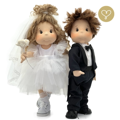 Lalka 38 cm Lullu Dolls Wyjątkowa Para Julka i Romek w ubranku do ślubu, 3 warianty wyboru, na zdjęciu wariant 3 kolekcjonerski