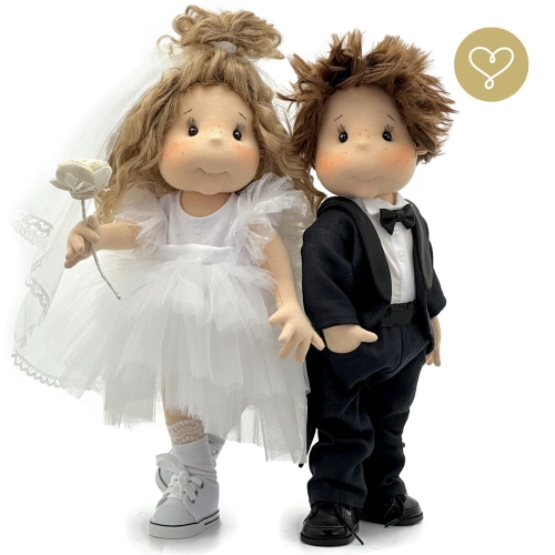 Lalka 38 cm Lullu Dolls Wyjątkowa Para Julka i Romek w ubranku do ślubu, 3 warianty wyboru, na zdjęciu wariant 3 kolekcjonerski