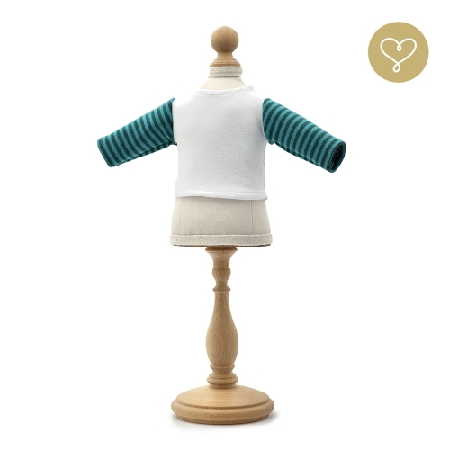 Biała bluzka rękawy w paski morskie dla lalki 38 cm Lullu Dolls