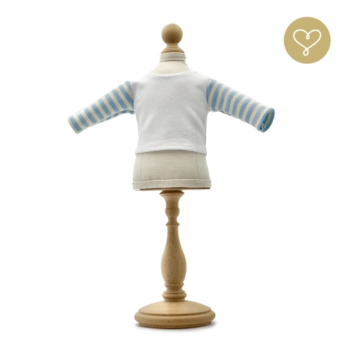 Biała bluzka rękawy w paski niebieskie dla lalki 38 cm Lullu Dolls