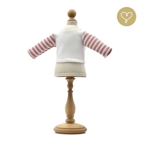 Biała bluzka rękawy w paski różowe dla lalki 38 cm Lullu Dolls