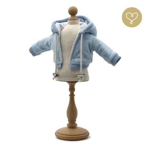 Kurtka z kapturem pikowana dla lalki 38 cm Lullu Dolls, jasnoniebieska, z podszewką