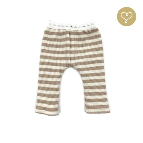 Prążkowane legginsy 2 w biało-beżowe paski dla lalki 38 cm Lullu Dolls