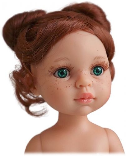Lalka Hiszpańska 32 cm Paola Reina Amigas 14442 Cristi, klasyczna, cała z winylu, w majteczkach, bez ubranka, zielone oczy, piegi na buzi, rude falowane włosy spięte w dwa koczki