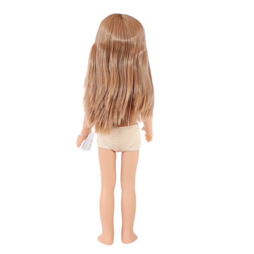 Lalka Hiszpańska 32 cm Paola Reina Amigas 14506 Carla, klasyczna, cała z winylu, w majteczkach, bez ubranka, proste blond włosy do pasa, niebieskie oczy