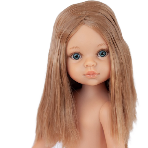 Lalka Hiszpańska 32 cm Paola Reina Amigas 14506 Carla, klasyczna, cała z winylu, w majteczkach, bez ubranka, proste blond włosy do pasa, niebieskie oczy