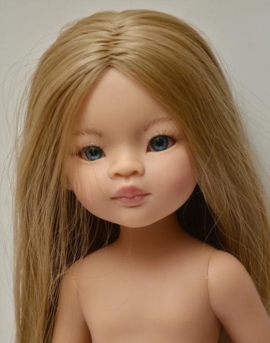 Lalka Hiszpańska 32 cm Paola Reina Amigas 14763 Liu, klasyczna, cała z winylu, w majteczkach, bez ubranka, proste blond włosy do pasa, niebieskie oczy