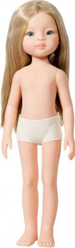 Lalka Hiszpańska 32 cm Paola Reina Amigas 14763 Liu, klasyczna, cała z winylu, w majteczkach, bez ubranka, proste blond włosy do pasa, niebieskie oczy