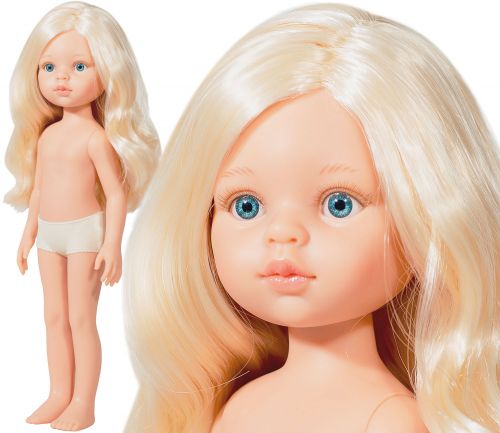 Lalka Hiszpańska 32 cm Paola Reina Amigas 14771 Claudia, klasyczna, cała z winylu, w majteczkach, bez ubranka, niebieskie oczy, jasnoblond włosy do pasa