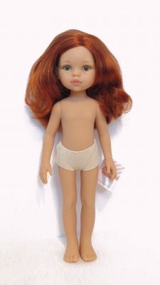Lalka Hiszpańska 32 cm Paola Reina Amigas 14777 Cristi, klasyczna, cała z winylu, w majteczkach, bez ubranka, rude włosy do pasa, zielone oczy, piegi na buzi