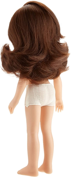 Lalka Hiszpańska 32 cm Paola Reina Amigas 14779 Carol, klasyczna, cała z winylu, w majteczkach, bez ubranka, ciemne brązowe włosy do pasa, zielone oczy