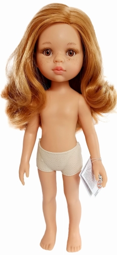 Lalka Hiszpańska 32 cm Paola Reina Amigas 14803 Dasha, klasyczna, cała z winylu, w majteczkach, bez ubranka, złotoblond włosy do pasa, brązowe oczy, piegi na buzi