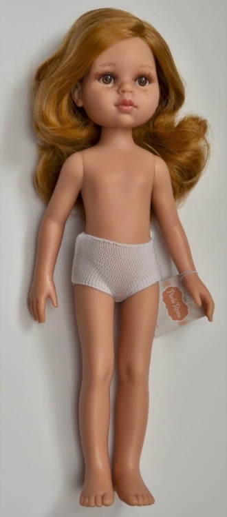 Lalka Hiszpańska 32 cm Paola Reina Amigas 14803 Dasha, klasyczna, cała z winylu, w majteczkach, bez ubranka, złotoblond włosy do pasa, brązowe oczy, piegi na buzi