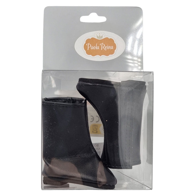 Oryginalne buty Paola Reina dla lalki 32 cm Amigas 63209 czarne kozaczki zapinane na rzep