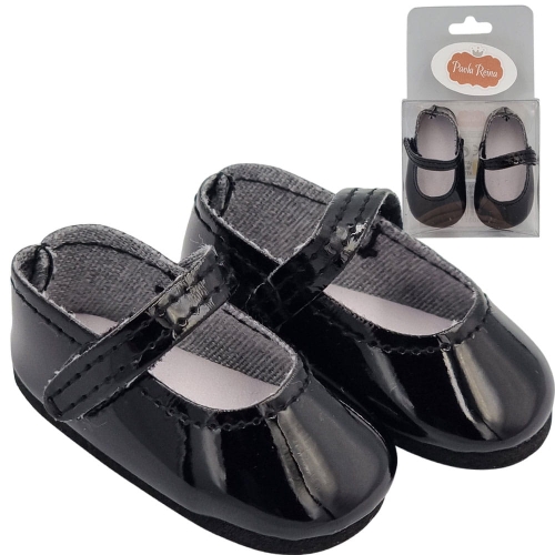 Oryginalne buty Paola Reina dla lalki 32 cm Amigas 63227 czarne lakierowane z paseczkiem zapinane na rzep