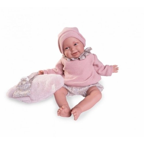 Lalka Hiszpańska 52 cm Antonio Juan 81391 Reborn Martina, bobas miękki brzuszek, bez włosów, rzęsy, waga i dopracowanie szczegółów upodabnia do prawdziwego dziecka, w ubranku, nosidło na ramię