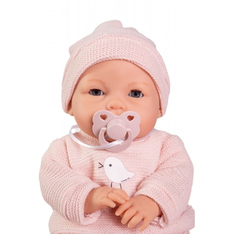 Lalka Hiszpańska 37 cm Antonio Juan 14365 Bimba, bobas miękki brzuszek, płacze, zamyka oczy, rzęsy, w ubranku, smoczek, kołderka