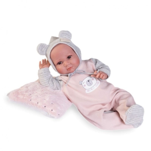 Lalka Hiszpańska 42 cm Antonio Juan 33017 Luca bobas miękki brzuszek, imitacja łez w kącikach oczu, w ubranku, poduszka