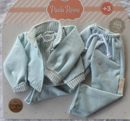 Oryginalne ubranko Paola Reina dla lalki 32 cm Amigas 54869, bluzka w paseczki, bluza, spodnie
