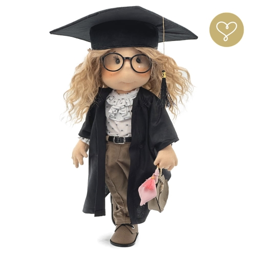 Lalka 38 cm Lullu Dolls Nauczycielka w ubranku, torebka, biret, toga, 3 warianty wyboru, na zdjęciu wariant 3 kolekcjonerski