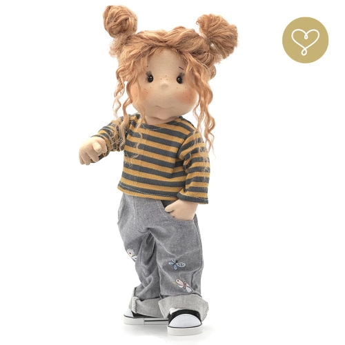 Bluzka w paski pomarańczowe dla lalki 38 cm Lullu Dolls