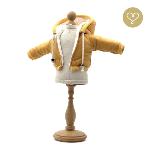 Kurtka z kapturem pikowana 2 dla lalki 38 cm Lullu Dolls, żółta, z podszewką