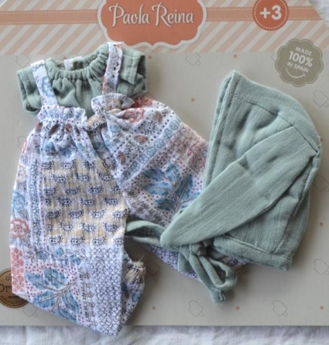 Oryginalne ubranko Paola Reina dla lalki 32 cm Amigas 54867, wiązana czapeczka z uszami królika, kombinezon