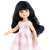 Lalka Hiszpańska 32 cm Paola Reina Amigas 04694 Carina, klasyczna, cała z winylu, niebieskie oczy, czarne długie do pasa włosy z grzywką, długa sukienka w biało-różową kratę, majteczki, buciki