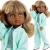 Lalka Hiszpańska 32 cm Paola Reina Amigas 04869 Cora, klasyczna, cała z winylu, ciemna skóra, przegubowa ruchome stawy, niebieskie oczy, blond włosy z grzywką, bluzeczka, bluza, spodnie, białe wiązane buciki