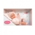 Lalka Hiszpańska 34 cm Antonio Juan 70364 Baby Toneta, bobas, elastyczny tułów, miękki brzuszek, w ciele stelaż, który pozwala na zmianę pozycji, w ubranku, smoczek, poduszka