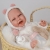 Lalka Hiszpańska 42 cm Antonio Juan 33369 Carla, bobas miękki brzuszek, rączki i nóżki na ruchomych stawach, co pozwala na posadzenie laleczki, uśmiechnięta, widoczny języczek i ząbki, w ubranku, smoczek, buteleczka, puchate serduszko