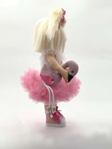 Lalka 38 cm Lullu Dolls Florka w ubranku, maskotka Flaming, 3 warianty wyboru, na zdjęciu wariant 3 kolekcjonerski