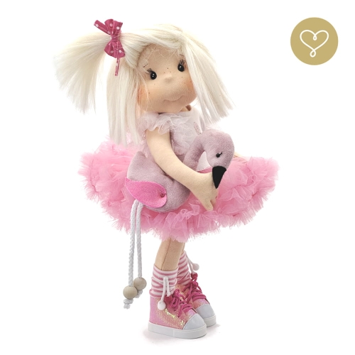 Lalka 38 cm Lullu Dolls Florka w ubranku, maskotka Flaming, 3 warianty wyboru, na zdjęciu wariant 3 kolekcjonerski
