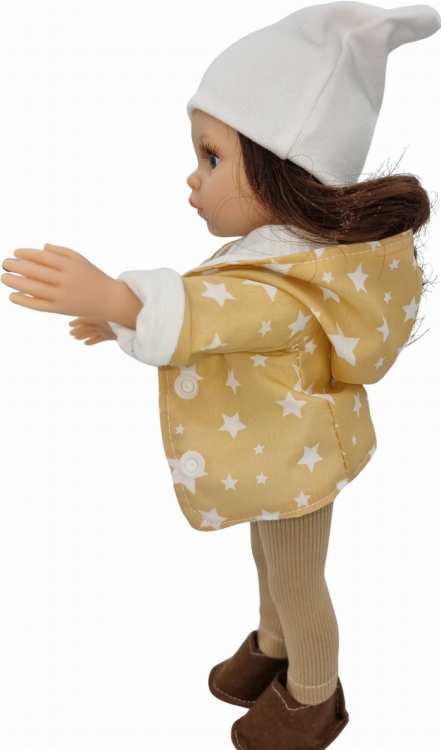 Komplet dla lalki Paola Reina Amigas 32 cm kurteczka z kapturem, bluzeczka z aplikacją, legginsy, czapeczka, filcowe buciki