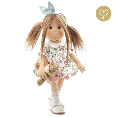 Lalka 38 cm Lullu Dolls Fibi w ubranku, maskotka Misio, 3 warianty wyboru, na zdjęciu wariant 3 kolekcjonerski