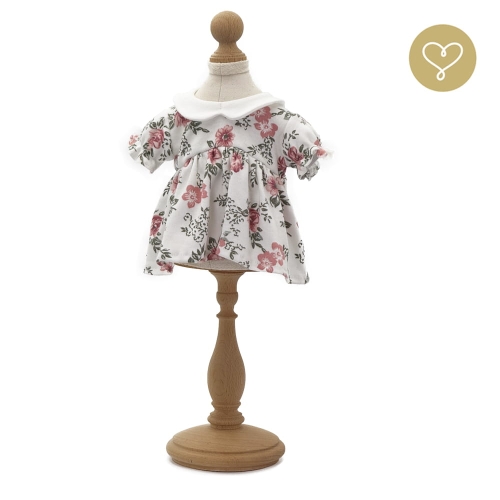 Sukienka biała w kwiaty z kołnierzykiem dla lalki 38 cm Lullu Dolls